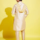 Boy's' Gold Silk Blend Kurta, Pyjama & Dupatta Set