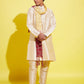 Boy's' Gold Silk Blend Kurta, Pyjama & Dupatta Set