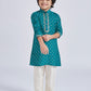Boy's' Green And Cream Kurta Pyjama Set