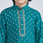 Boy's' Green And Cream Kurta Pyjama Set