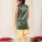 Boy's' Green Brocade Kurta Dhoti Set
