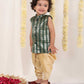 Boy's' Green Brocade Kurta Dhoti Set