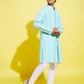 Boy's Green Chikankari Kurta With White Pyjama Set
