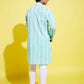 Boy's Green Chikankari Kurta With White Pyjama Set