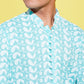 Boy's Green Chikankari Kurta With White Pyjama Set