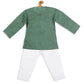 Boy's' Green Cotton Kurta And White Pyjama Set
