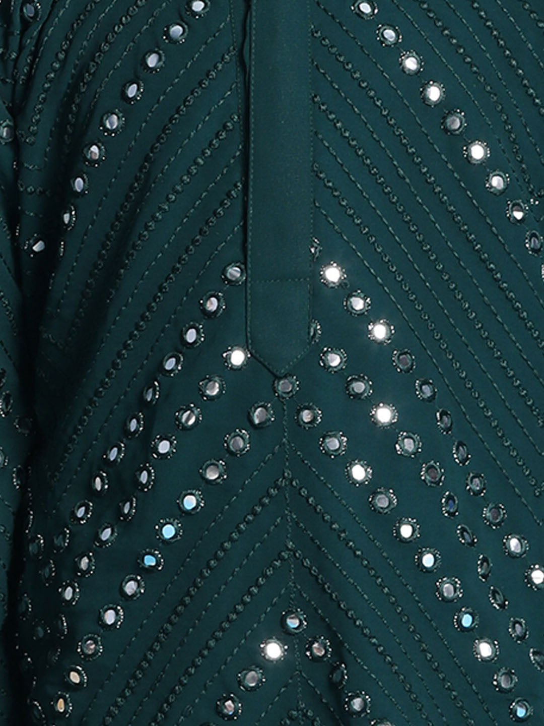 Boy's' Green Mirror Kurta Pyjama Set