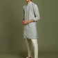 Boy's' Grey Georgette Chikankari Kurta Pyjama Set