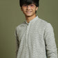 Boy's' Grey Georgette Chikankari Kurta Pyjama Set
