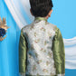 Boy's Grey & Green Printed Woven Nehru Jacket