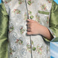 Boy's Grey & Green Printed Woven Nehru Jacket