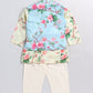Boy's' Jacket With Yellow Floral Printed Cotton Kurta Pyjama Set