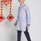 Boy's' Lavender And Navy Blue Jacquard Kurta Pyjama Set