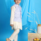 Boy's Lavender Woven Jacket With Cream Kurta And Pyjama Set