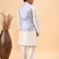 Boy's Lavender Woven Jacket With Cream Kurta And Pyjama Set