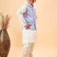 Boy's Lavender Woven Jacket With Cream Kurta And Pyjama Set