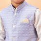 Boy's Lavender Woven Jacket With Cream Kurta And Pyjama Set