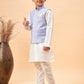 Boy's Lavender Woven Jacket With Cream Kurta And Pyjama Set