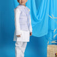 Boy's Lavender Woven Jacket With White Kurta And Pyjama Set