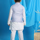 Boy's Lavender Woven Jacket With White Kurta And Pyjama Set