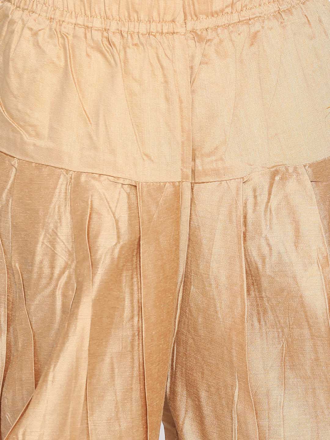 Boy's Maroon And Rose Gold Indowestern Set