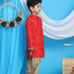 Boy's Maroon Bandhni Print Kurta And Rose Gold Patiala Set