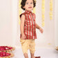 Boy's' Maroon Brocade Kurta Dhoti Set