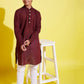 Boy's Maroon Cotton Kurta And Pyjama Set