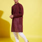 Boy's Maroon Cotton Kurta And Pyjama Set