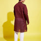Boy's Maroon Cotton Kurta And Pyjama Set