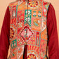 Boy's' Maroon Jacket,Kurta And Pyjama Set.