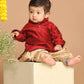 Boy's Maroon Kurta With Gold Dhoti Pant Set