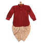 Boy's Maroon Kurta With Gold Dhoti Pant Set