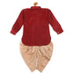 Boy's Maroon Kurta With Gold Dhoti Pant Set