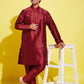 Boy's' Maroon Silk Blend Kurta And Pyjama Set