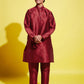 Boy's' Maroon Silk Blend Kurta And Pyjama Set