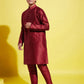Boy's' Maroon Silk Blend Kurta And Pyjama Set