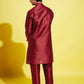 Boy's' Maroon Silk Blend Kurta And Pyjama Set
