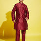 Boy's' Maroon Silk Blend Kurta And Pyjama Set