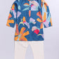 Boy's Multi Color Base Blue Kurta Pyjama Set