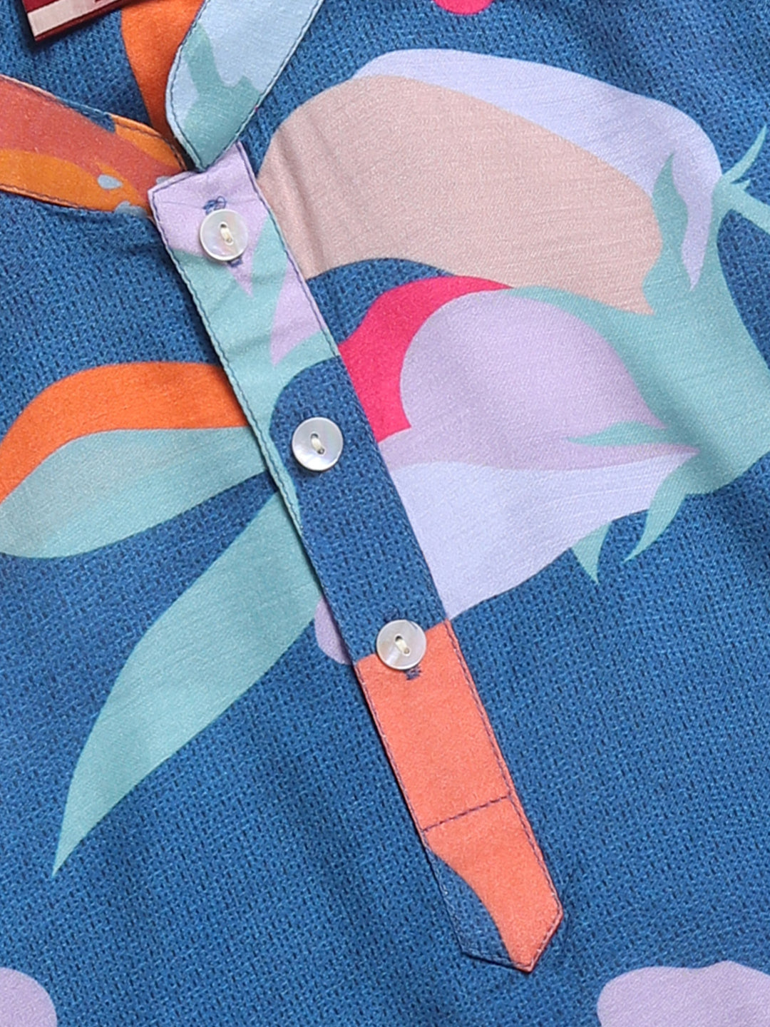 Boy's Multi Color Base Blue Kurta Pyjama Set