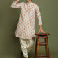 Boy's' Multicolor-Base-Beige And Cream Kurta Patiala Set