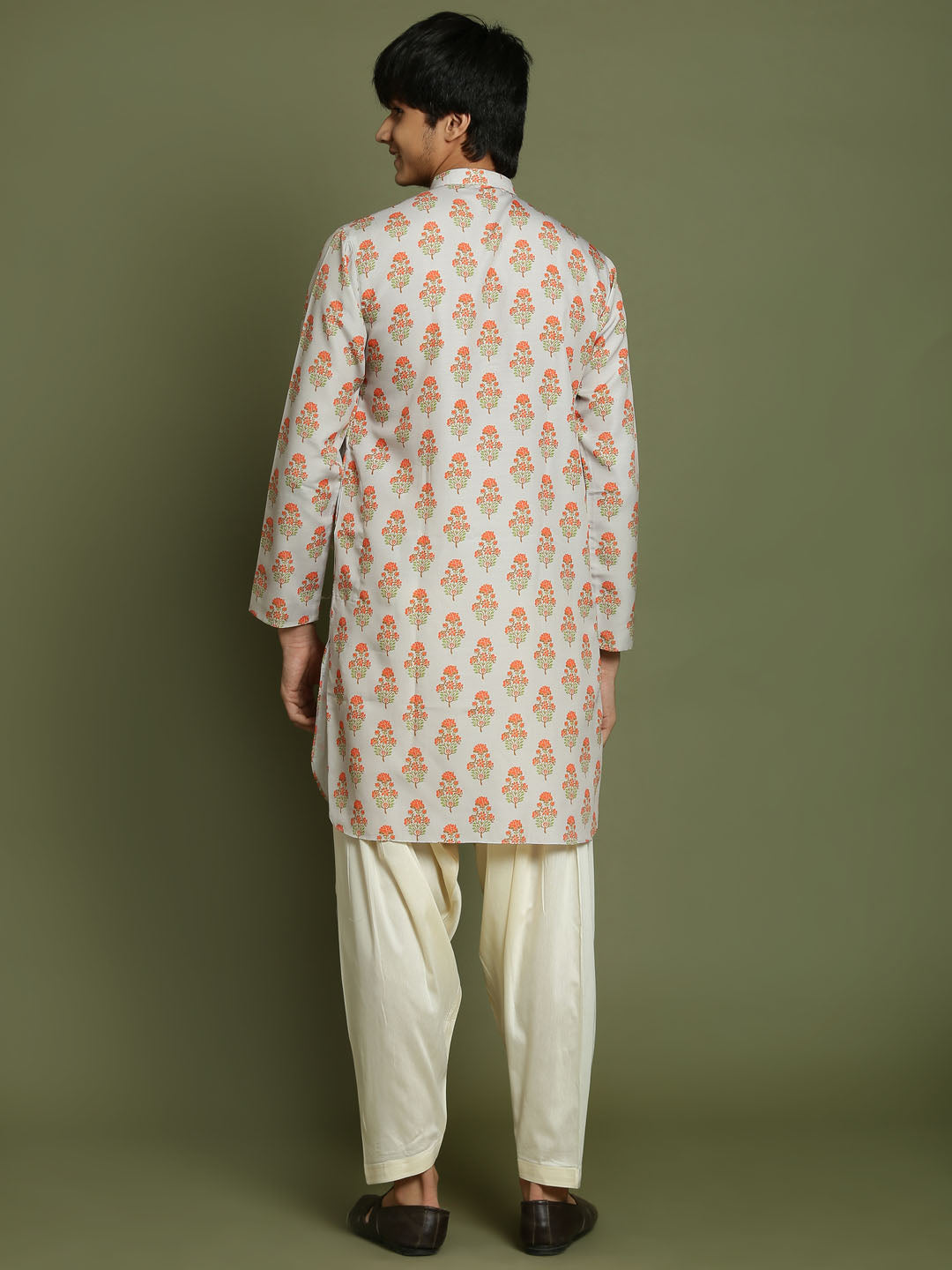 Boy's' Multicolor-Base-Beige And Cream Kurta Patiala Set