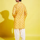 Boy's' Multicolor-Base-Mustard And Cream Kurta Patiala Set