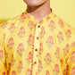 Boy's' Multicolor-Base-Mustard And Cream Kurta Patiala Set