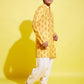 Boy's' Multicolor-Base-Mustard And Cream Kurta Patiala Set