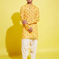 Boy's' Multicolor-Base-Mustard And Cream Kurta Patiala Set