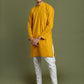 Boy's Mustard And White Kurta Pyjama Set