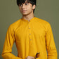Boy's Mustard And White Kurta Pyjama Set