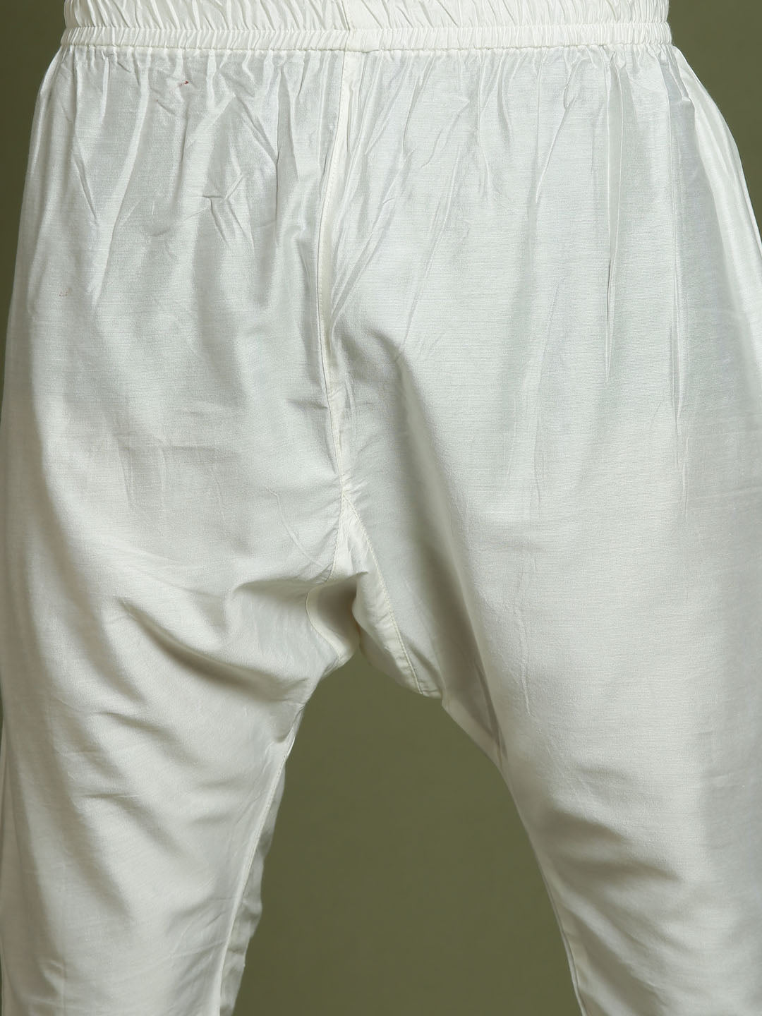 Boy's Mustard And White Kurta Pyjama Set